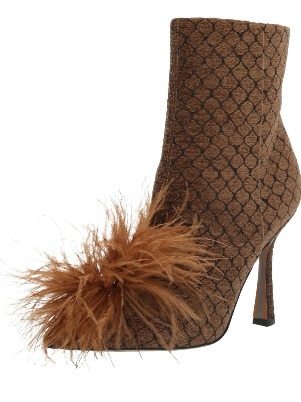 Sam Edelman Women's Brown Feather-Trim Ankle Boot NEW 10